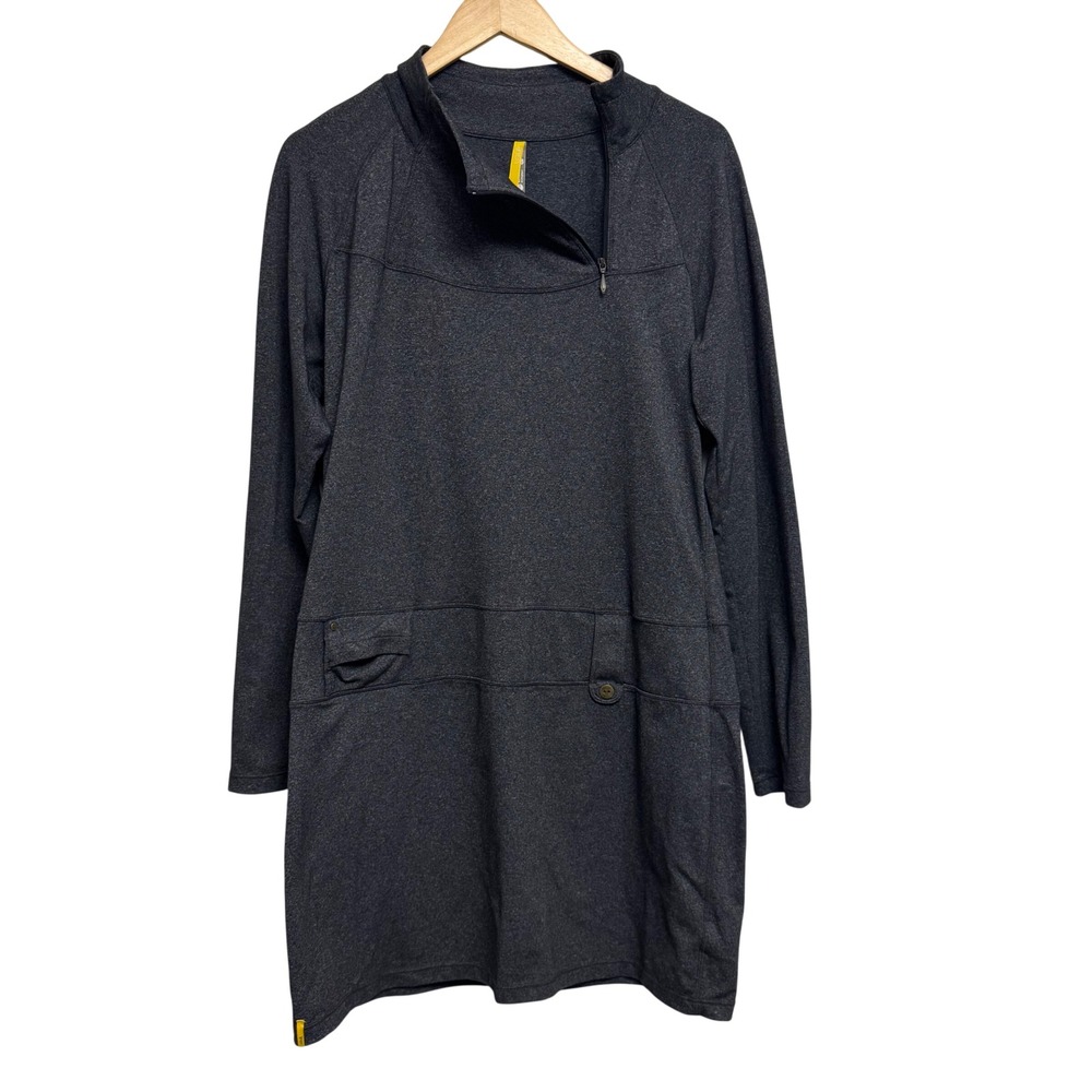 Lole Womens Dress Medium Gray Heathered Quarter Zip Long Sleeve Activewear